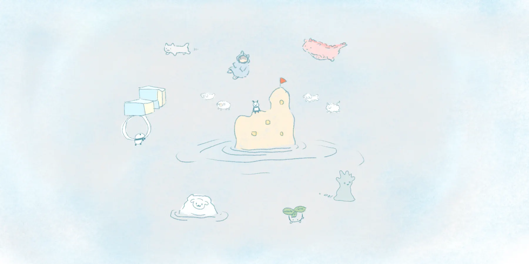 青い世界のイラスト