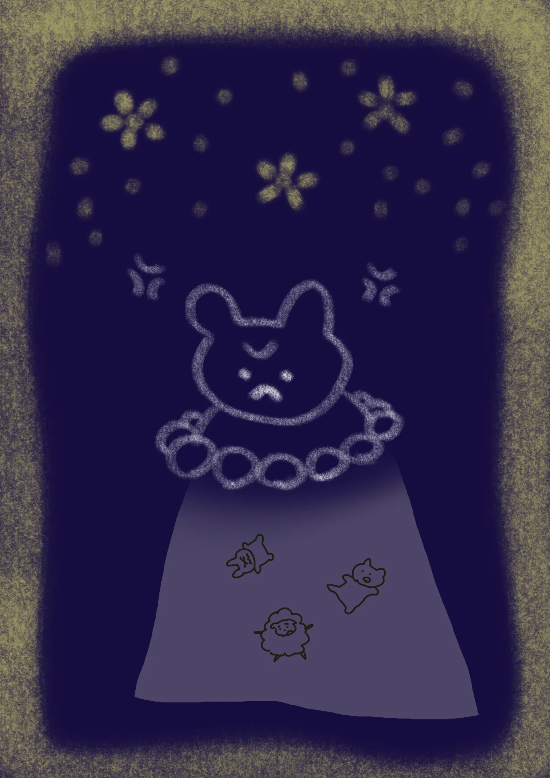 夜の雰囲気のキャラクターイラスト