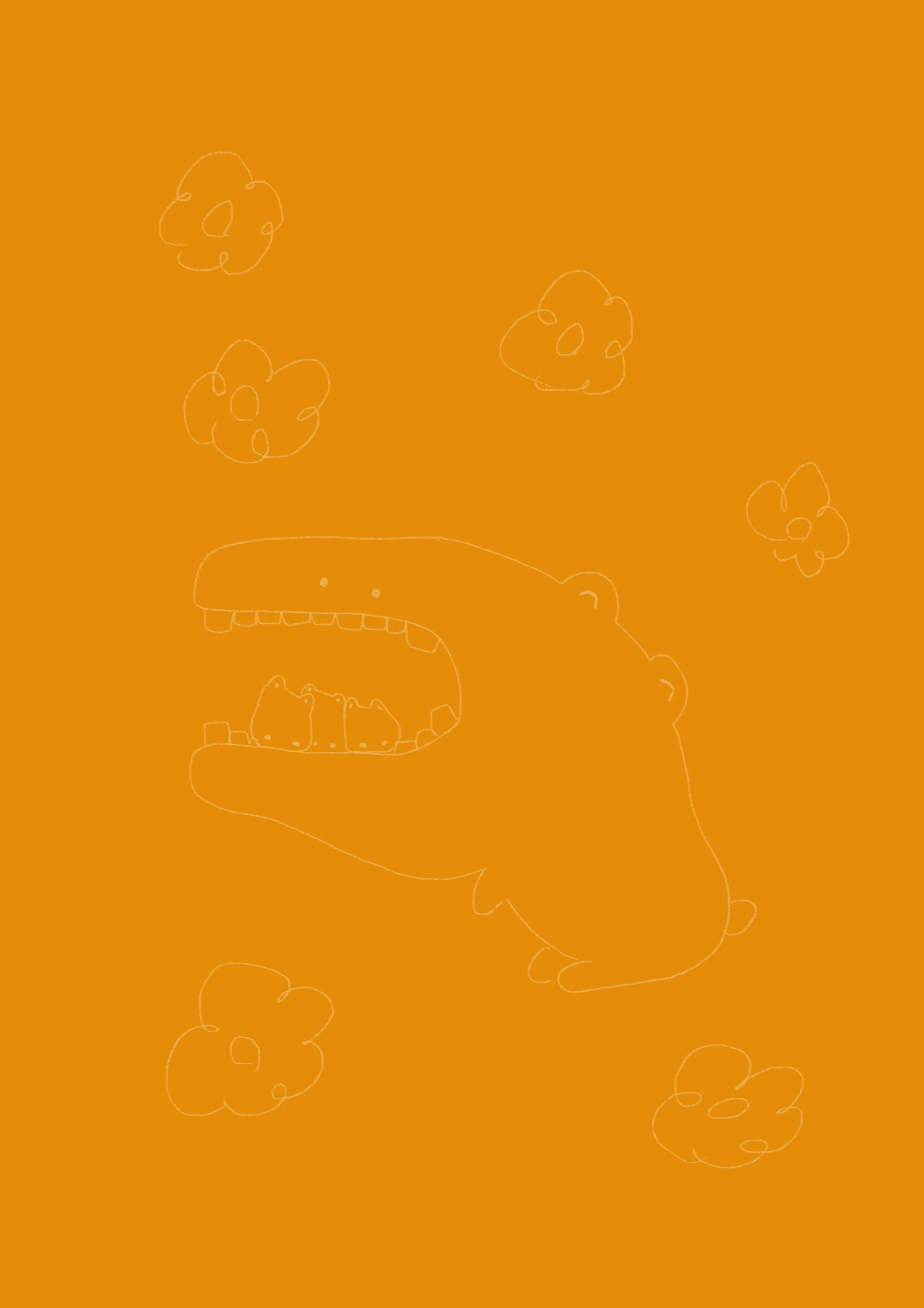 オレンジ色のくまのイラスト